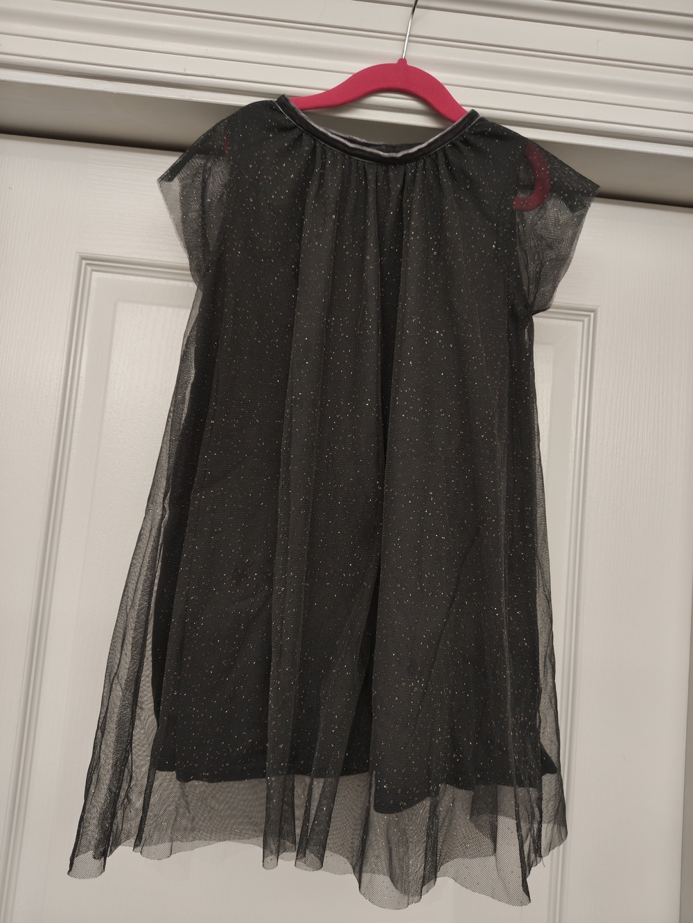 Girls' Black Sparkle Overlay Formal Dress